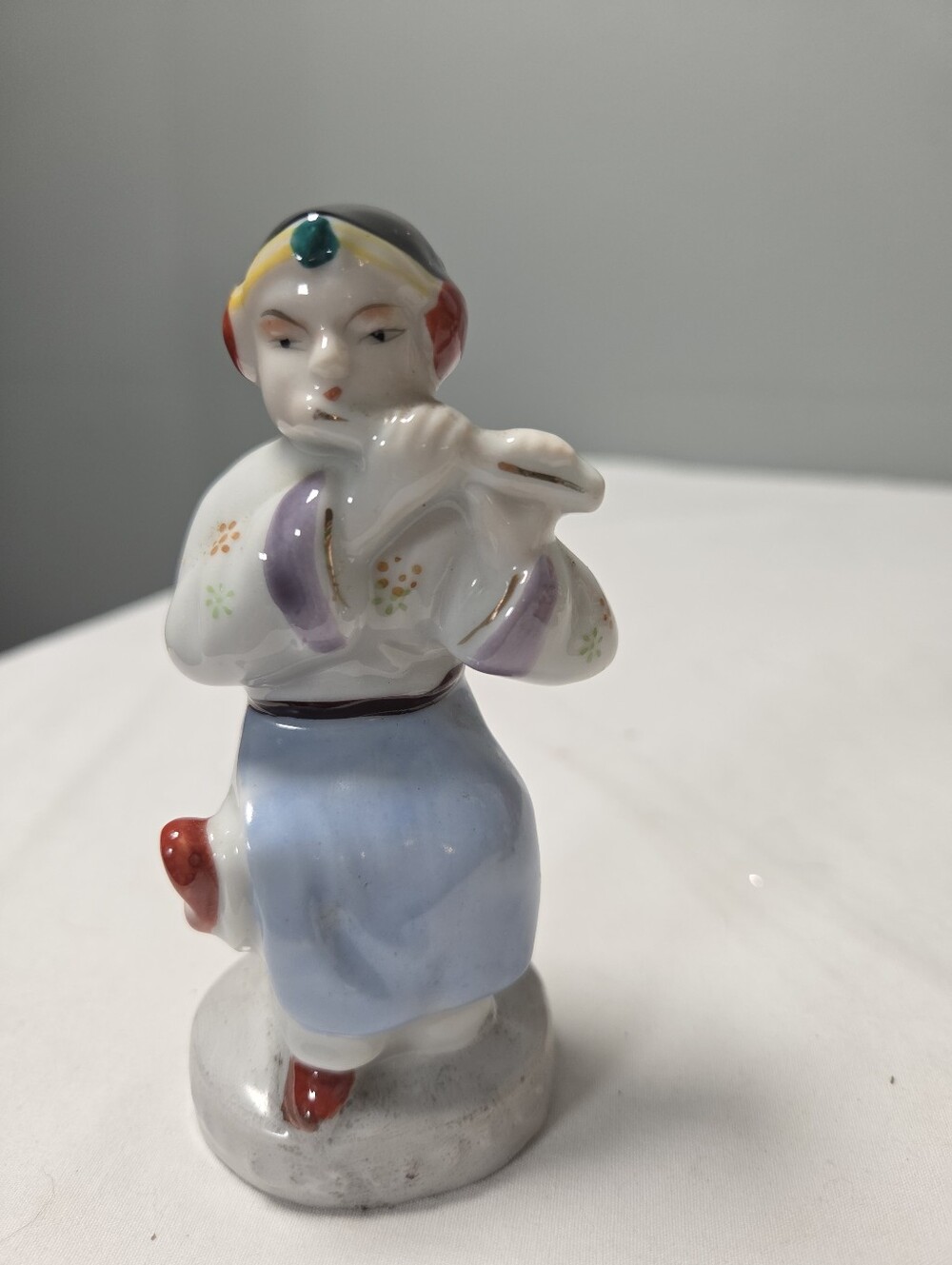 occupied Japan Porcelain Boy Flute Player Figurine 5”
